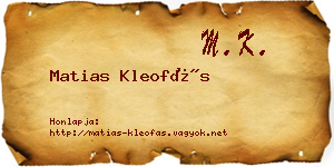Matias Kleofás névjegykártya